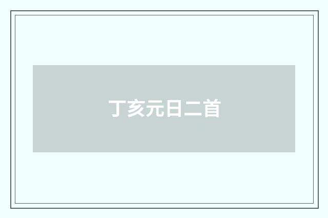 丁亥元日二首