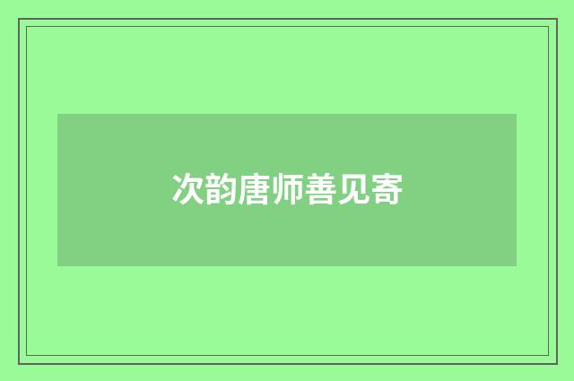 次韵唐师善见寄