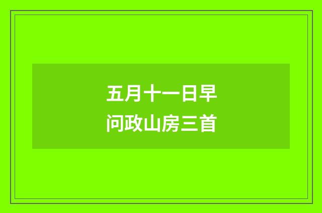 五月十一日早问政山房三首