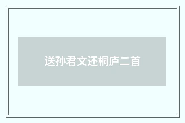 送孙君文还桐庐二首