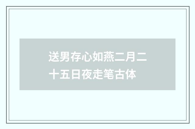 送男存心如燕二月二十五日夜走笔古体
