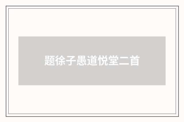 题徐子愚道悦堂二首
