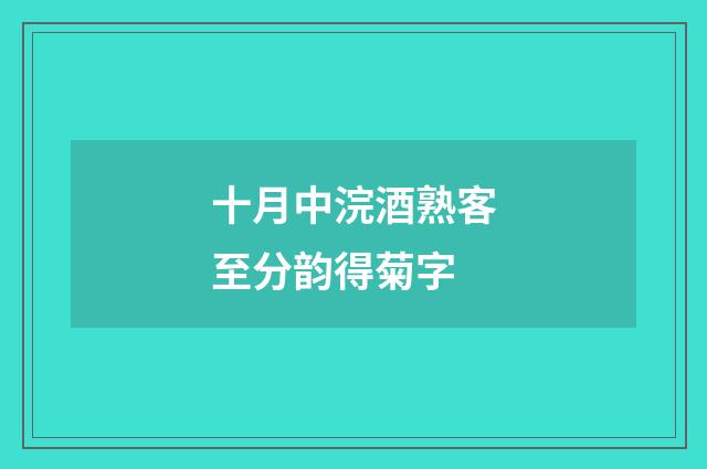 十月中浣酒熟客至分韵得菊字
