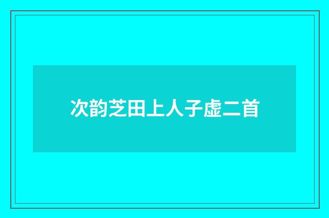 次韵芝田上人子虚二首