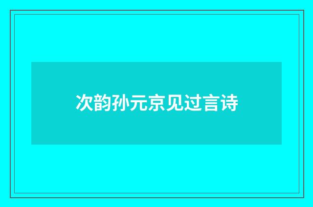 次韵孙元京见过言诗