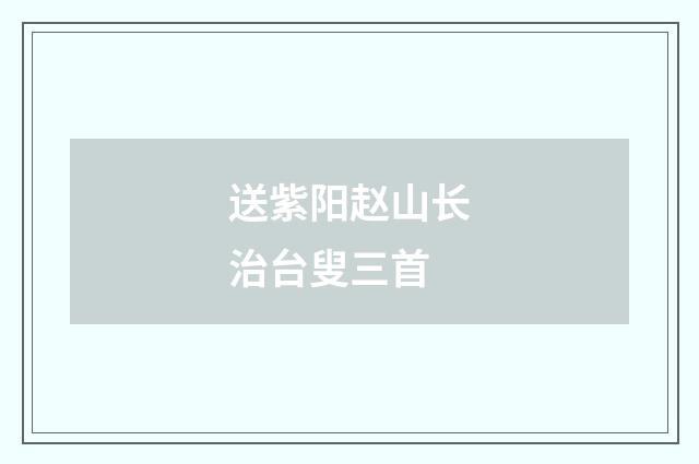 送紫阳赵山长治台叟三首
