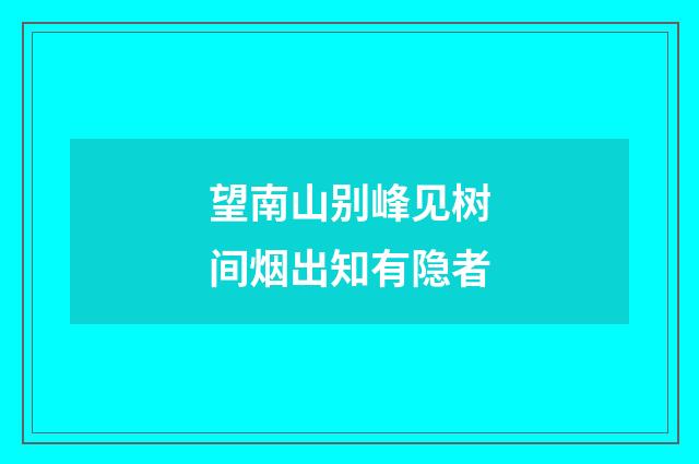 望南山别峰见树间烟出知有隐者
