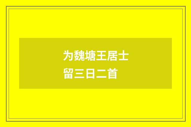 为魏塘王居士留三日二首
