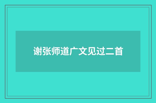 谢张师道广文见过二首