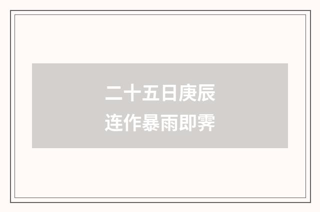 二十五日庚辰连作暴雨即霁