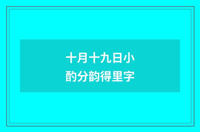 十月十九日小酌分韵得里字