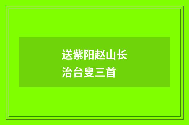 送紫阳赵山长治台叟三首