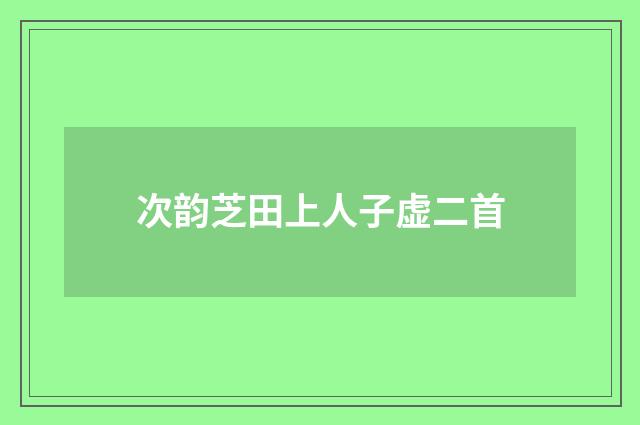 次韵芝田上人子虚二首
