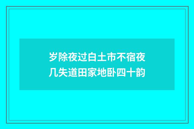 岁除夜过白土市不宿夜几失道田家地卧四十韵