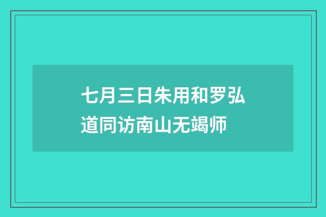 七月三日朱用和罗弘道同访南山无竭师