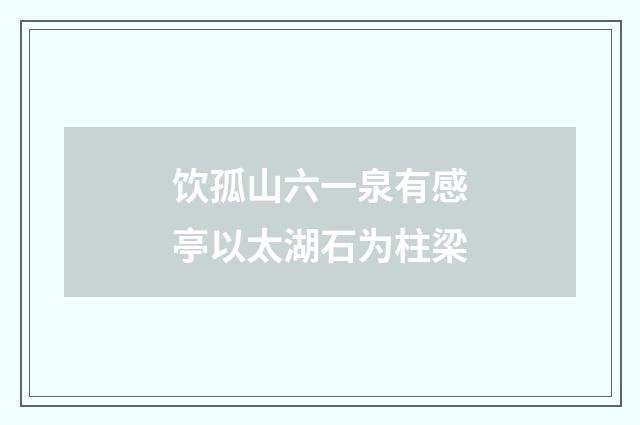 饮孤山六一泉有感亭以太湖石为柱梁