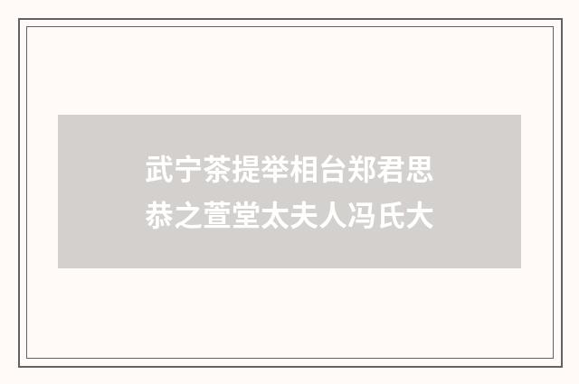 武宁茶提举相台郑君思恭之萱堂太夫人冯氏大