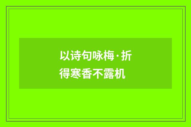 以诗句咏梅·折得寒香不露机