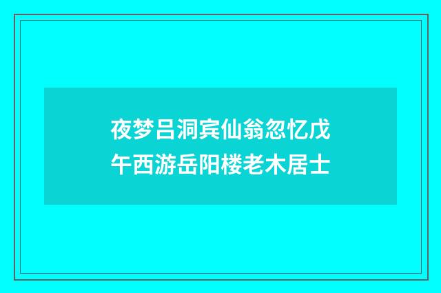 夜梦吕洞宾仙翁忽忆戊午西游岳阳楼老木居士