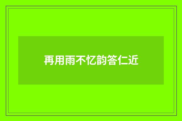 再用雨不忆韵答仁近