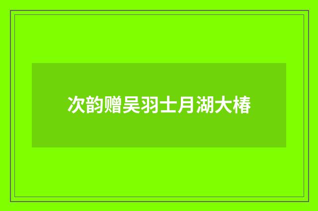 次韵赠吴羽士月湖大椿