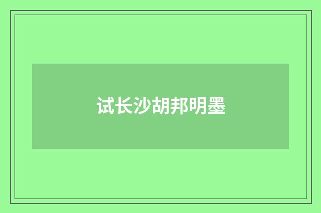 试长沙胡邦明墨