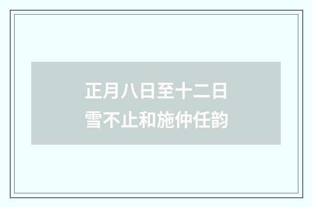 正月八日至十二日雪不止和施仲任韵
