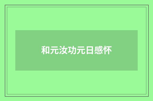 和元汝功元日感怀