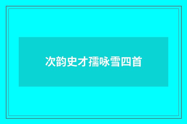次韵史才孺咏雪四首