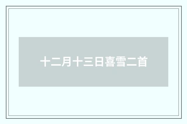 十二月十三日喜雪二首