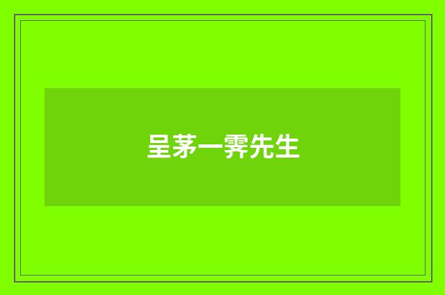 呈茅一霁先生