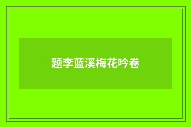 题李蓝溪梅花吟卷