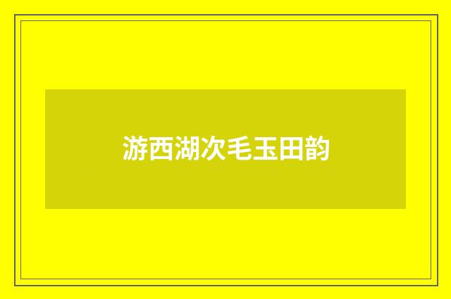 游西湖次毛玉田韵
