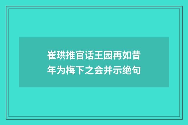 崔珙推官话王园再如昔年为梅下之会并示绝句
