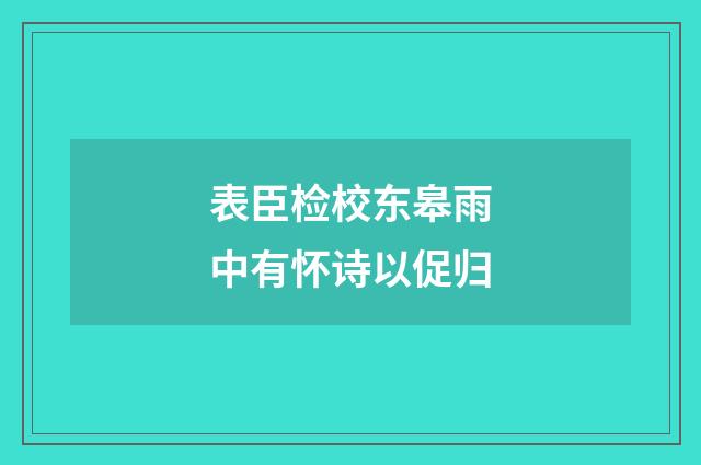 表臣检校东皋雨中有怀诗以促归