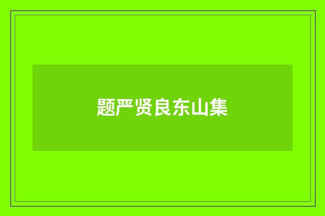 题严贤良东山集