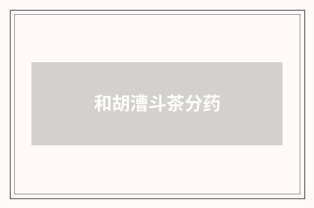 和胡漕斗茶分药