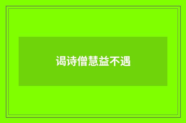 谒诗僧慧益不遇