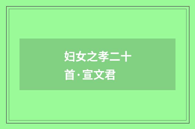 妇女之孝二十首·宣文君