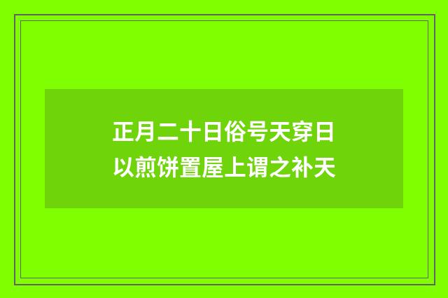 正月二十日俗号天穿日以煎饼置屋上谓之补天