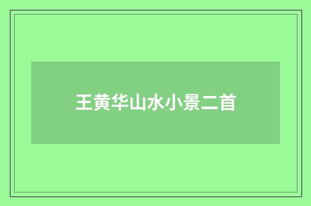 王黄华山水小景二首