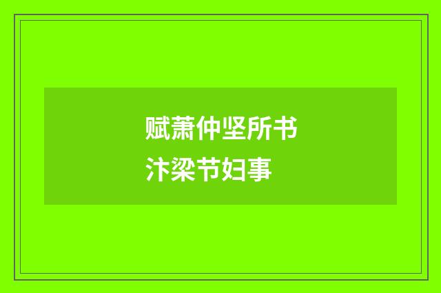 赋萧仲坚所书汴梁节妇事