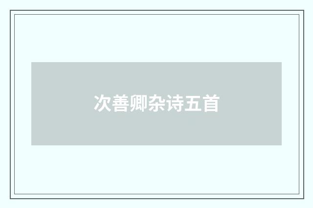 次善卿杂诗五首