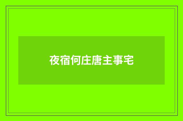 夜宿何庄唐主事宅
