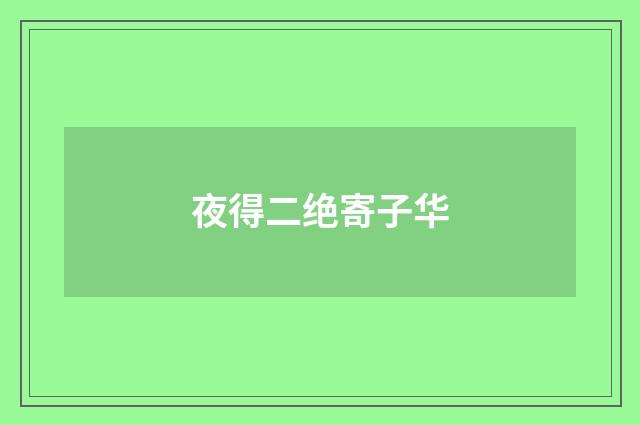夜得二绝寄子华