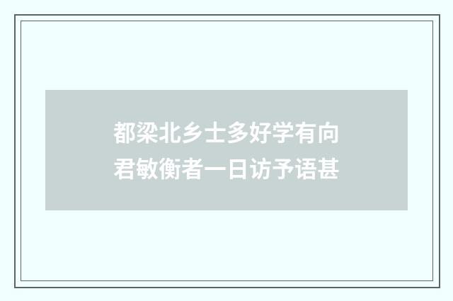 都梁北乡士多好学有向君敏衡者一日访予语甚