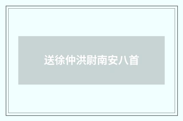 送徐仲洪尉南安八首