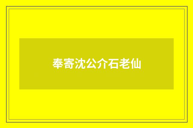 奉寄沈公介石老仙