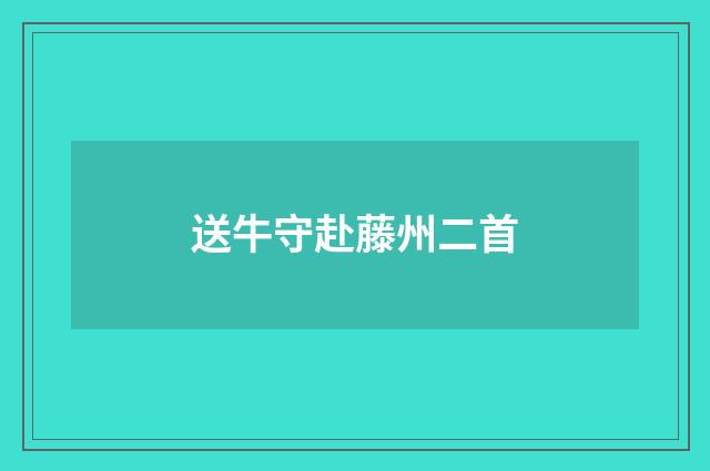 送牛守赴藤州二首