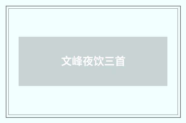 文峰夜饮三首